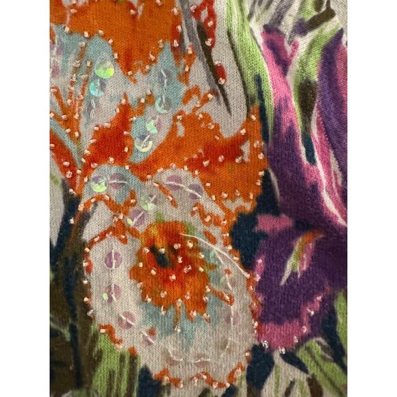 Lane Bryant Floral Sequin Button Front Cardigan V-Neck Size 18/20 - Picture 4 of 5